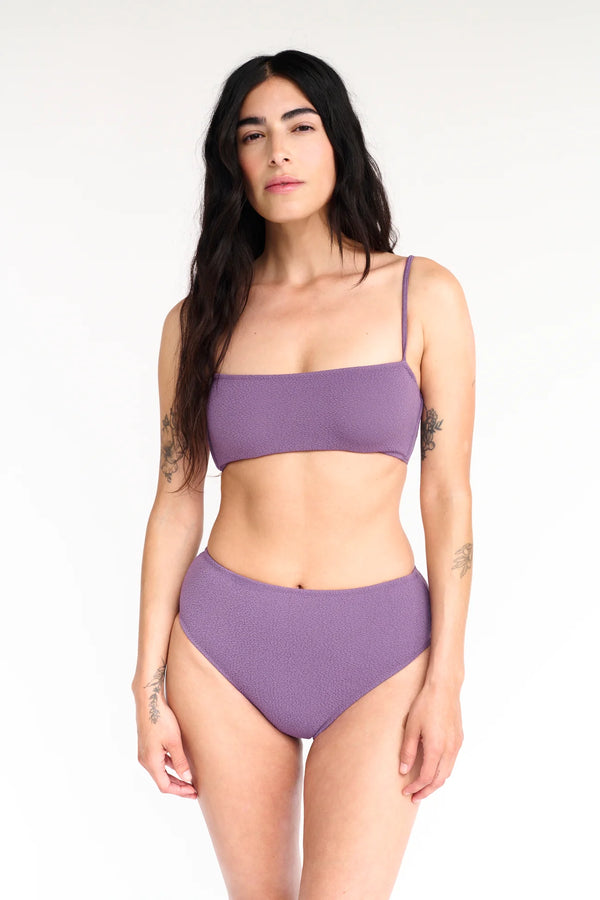 Boucle High Waist Bikini Bottom Purple