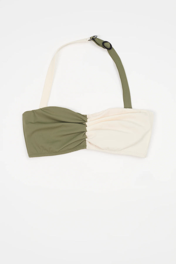 Paros Strapless Underwire Bikini Top Olive/Cream